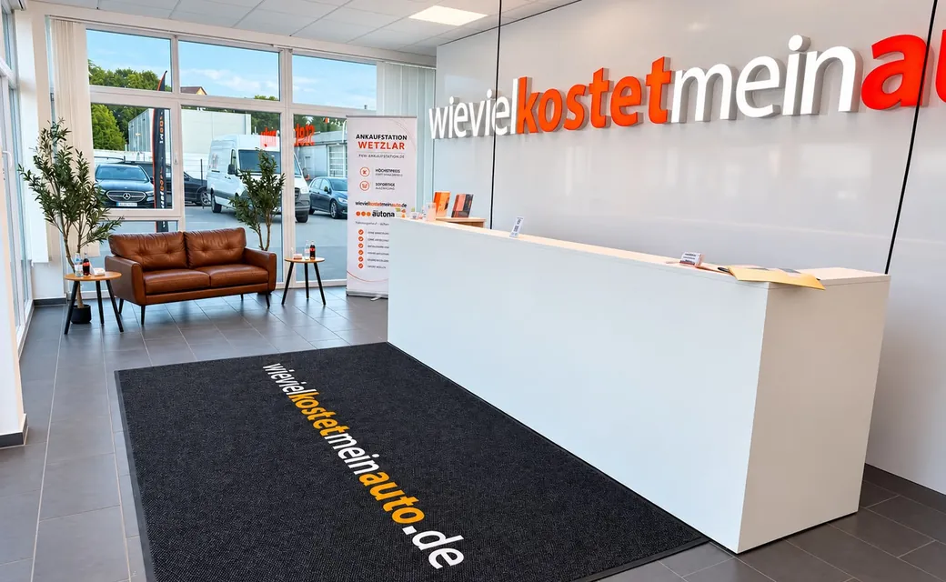 Empfang der Ankaufstation Wetzlar von wievielkostetmeinauto.de mit Wartebereich